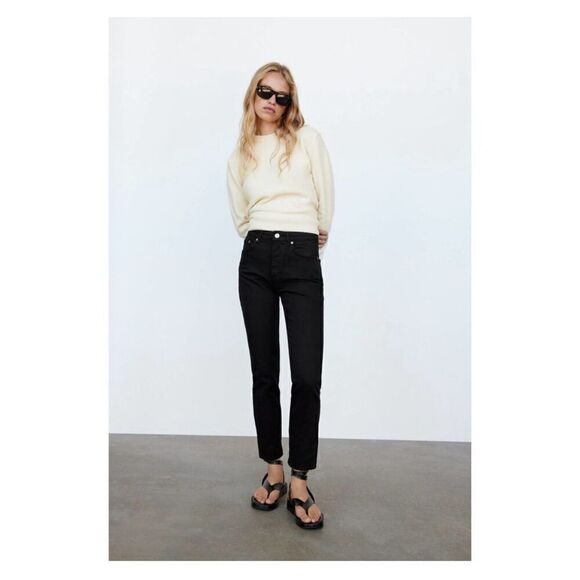 Zara Black The 90’s Slim Straight Denim Jeans, Women’s Size 4 - Picture 1 of 10